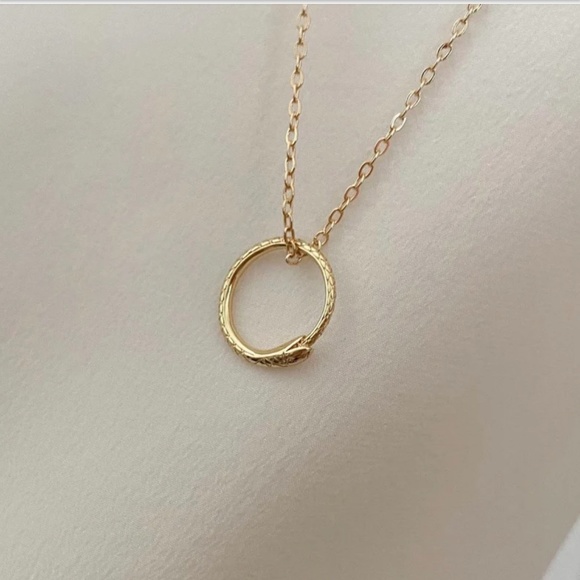 Krystallos Kipo Jewelry - 14k gold filled dainty Oroboros snake necklace
